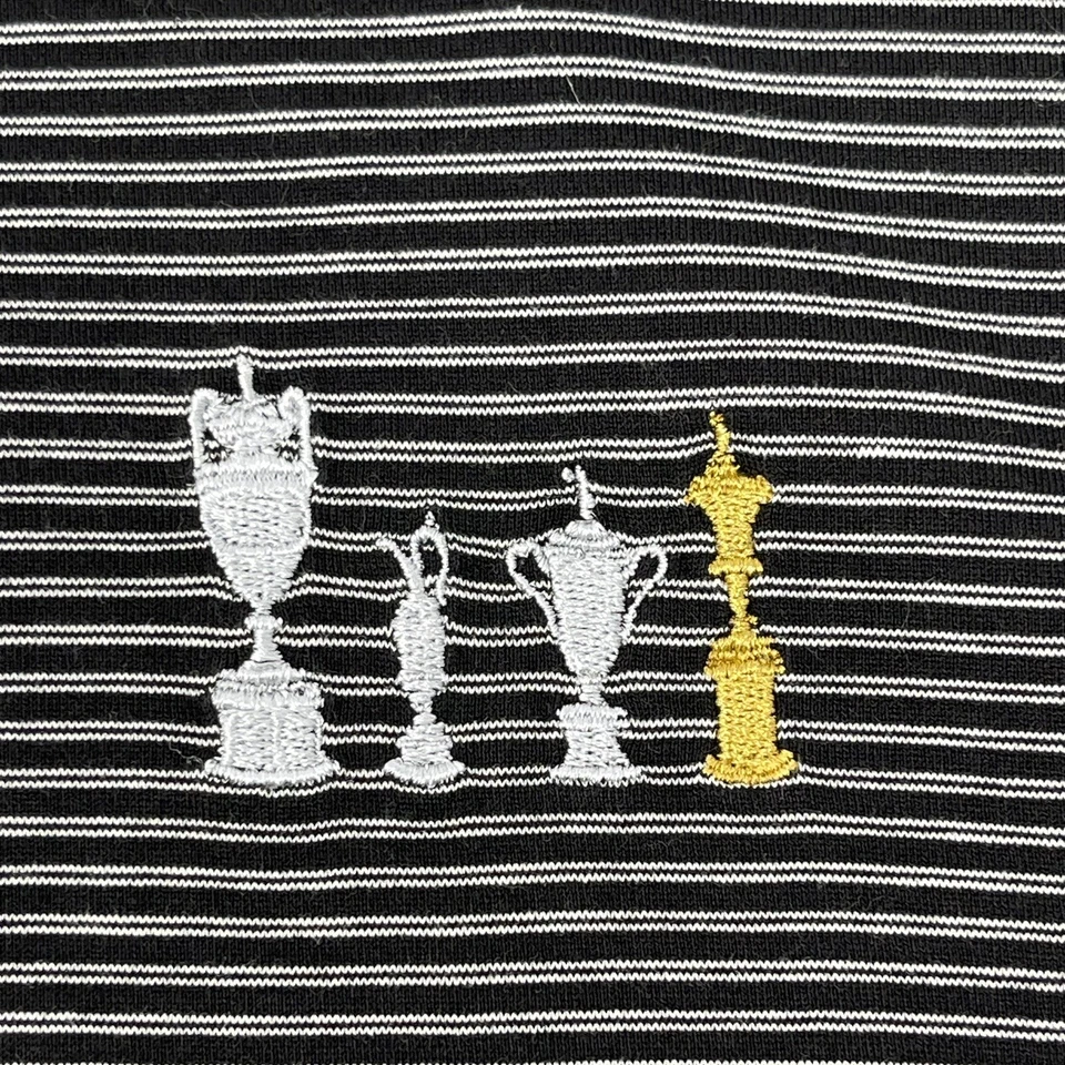 Camisa polo de golf Byron Nelson 2XL negra a rayas manga corta para hombre Foto 4 de 4