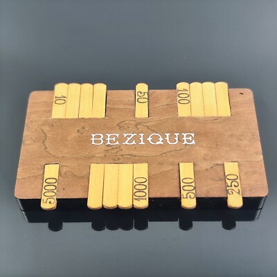 BAZZICA ''Bezique'' Kartenspiel Marker Vintage Retro HOLZ Selten