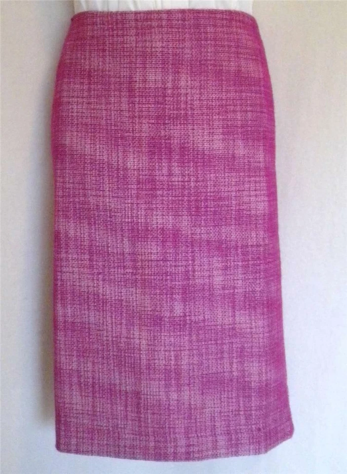 NWT TALBOTS Fuchsia Pink White Avenue Tweed Skirt 8 Misses (MSRP $69.50)