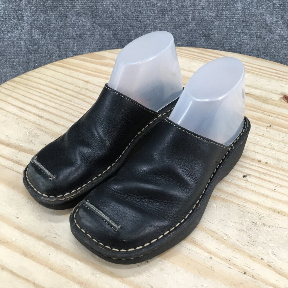 Børn Shoes Child 13 Clog Black Leather Slip On Casual Closed Toe Wedge Heels - Image 3 of 4