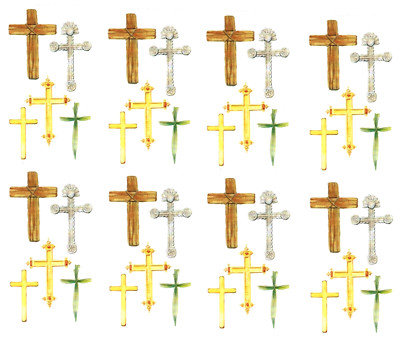 Frances Meyer Religious CROSS Scrapbook Stickers 8 Sheets!