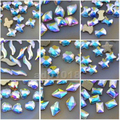 Top Czech AB Crystal Flatback Rhinestone Nail Art Decoration Multi Shape