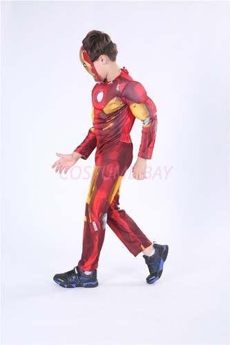 Kids Boys Superhero Muscle Costume Batman Spiderman Superman Halloween Book Week - Picture 35 of 71