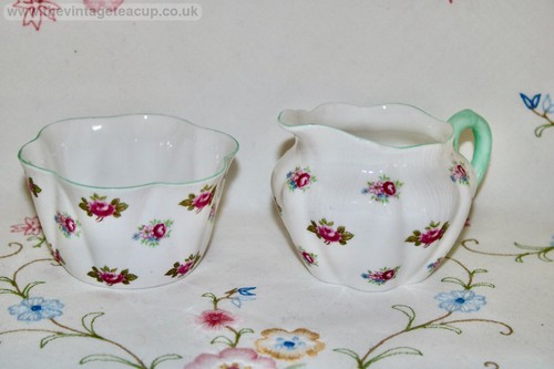 RARE Art Deco Shelley China Dainty Rosebud 15426 Coffee Set Cup Pot Jug Bowl - Picture 5 of 6