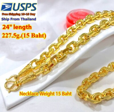 C5 Thai Gold 24k Solid Necklace Yellow Chain Pendant 24