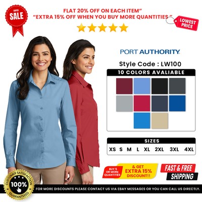 Port Authority LW100 Women's Long Sleeve Breathable Carefree Poplin Shirt