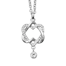 Love Interlaced Couple Heart Pendant Necklace w. 28 Crystals Controse
