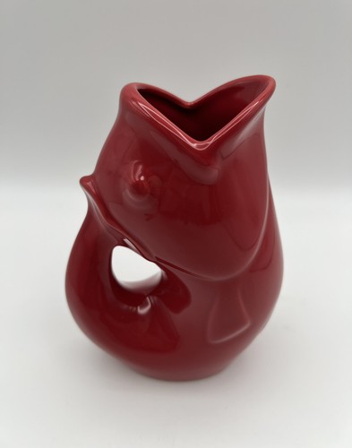 Gurgle Pot GurglePot Red Ceramic 7” Fish Beverage Pitcher Vase 2006 - Bild 6 von 9