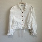 & Other Stories Strawberry Button Blouse White Preppy Crochet Dainty Office Boho