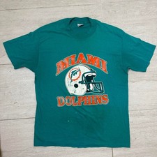 Vintage 90s Miami Dolphins NFL Retro Single Stich Men's Green T-Shirt Size XL