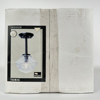Brilliant Deckenleuchte Tanic E14 Schwarz Glas Geriffelt Vintage Deckenlampe