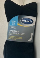 Dr Scholls Diabetes Circulatory Socks Black Crew 7-12 Men New 6 Pair