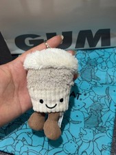 Coffee To Go Bag Charm Plush Keychain Jellycat Amuseables NWT Dust Bag Gift