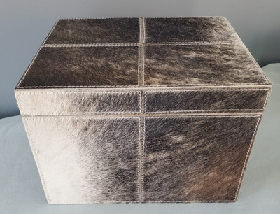 Patched Cow Hide Storage Box Hair on Hair W 10'' / D 8''/ H 7.5'' Yellowstone Decor