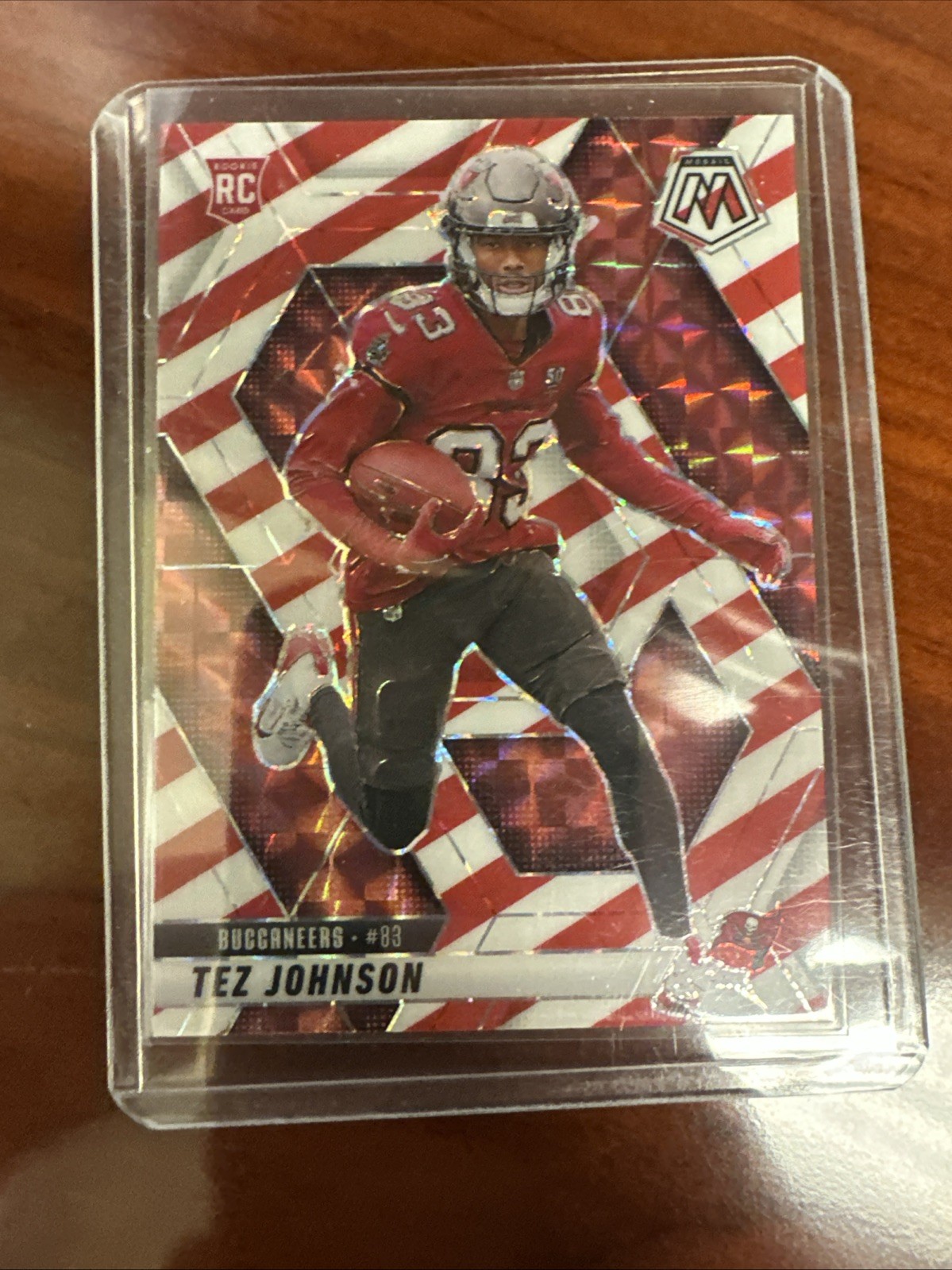2025 Panini Mosaic Tez Johnson #316 Rookies Red and White Stripe Prizm RC