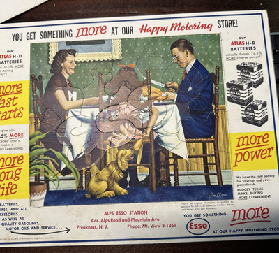Esso Gas Atlas Battery 1950's Puzzle Alps Esso Station Preakness NJ Giveaway