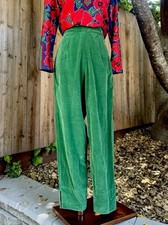 1970s Vintage Tapered Green Velvet Trousers Made In Japan