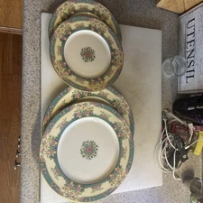 Lenox Monticello Gold Rim Floral Set Dinner Plates And Salad Plates Pair Of Each