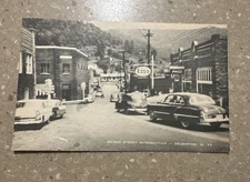 1950s Bridge Street Intersection Postcard Delbarton West Virginia Mingo County