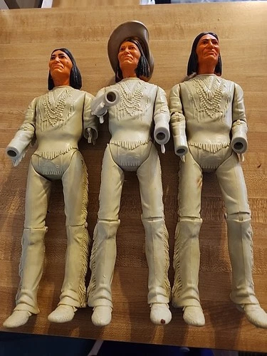 3 1967 Johnny West Geronimo Action Figures For Parts