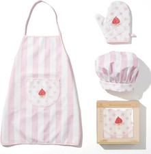 Kids Apron and Chef Hat Set 3pc Cooking Baking Role Play Costume Pink