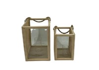 Trendline Deko Laterne Holz 30 X 20,8 X 20,8 Cm Natur Dekofigur