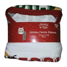 Fleece 2 PC. Men's Large Size Christmas Pajama Set Merry And Bright