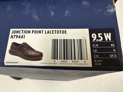 Rockport 9.5W Junction Point Lace To Toe Mens Black Wide Oxfords Casual Shoes