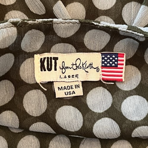 KUT from the Kloth Women's Size L Green Polka Dot Surplice V-Neck Blouse Top - Picture 6 of 10