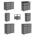 Modern Fabric Chest of Drawers Dresser Storage Grey & Black Bedroom Furniture