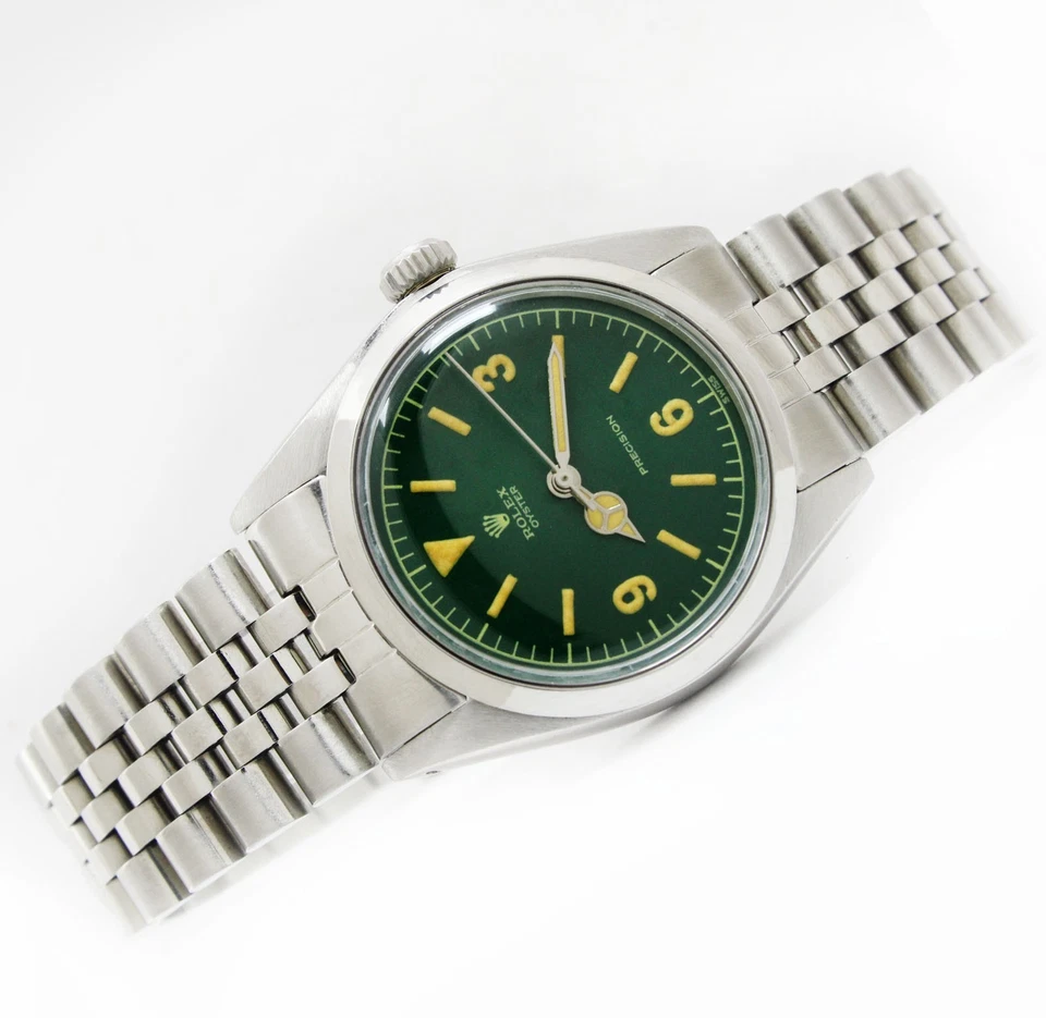 Reloj Rolex Oyster Vintage Cuerda Precisión Esfera Verde 34mm Hombre Acero Ref 6426 Foto 4 de 4