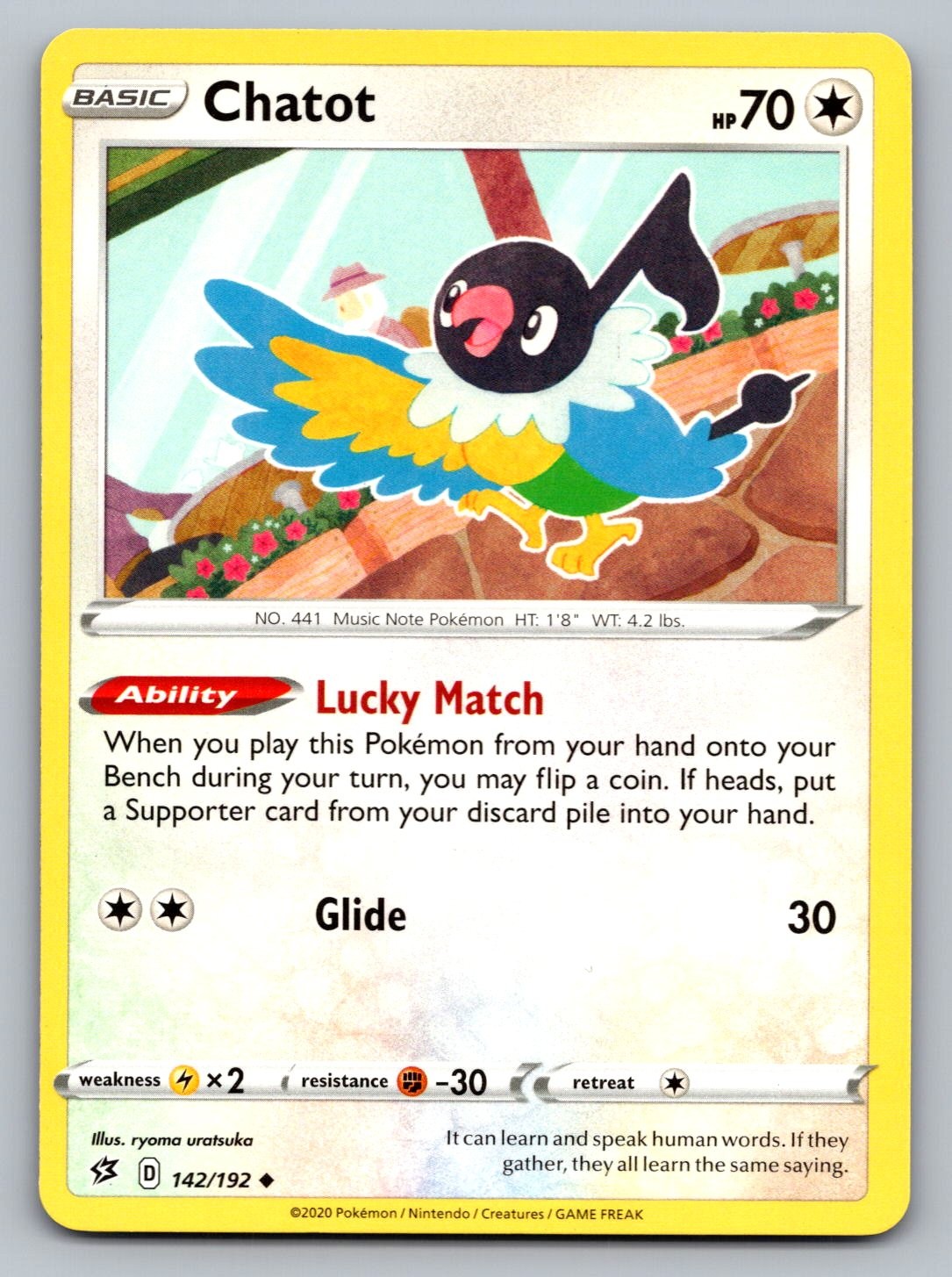Pokemon TCG SWSH02: Rebel Clash Chatot 142/192