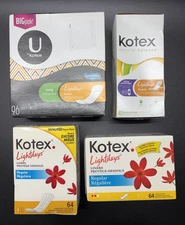 Lot of 4 Boxes Kotex Panty Liners Regular Total Liners = 264 (2 are Unscented)