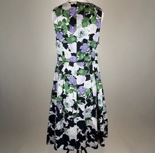 Talbots Oprah Colkection Women 10 Black Floral Sleeveless A-Line Dress N719