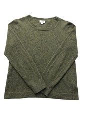 J.Crew Teddie Womens L Green Wool Blend Crewneck Pullover Sweater