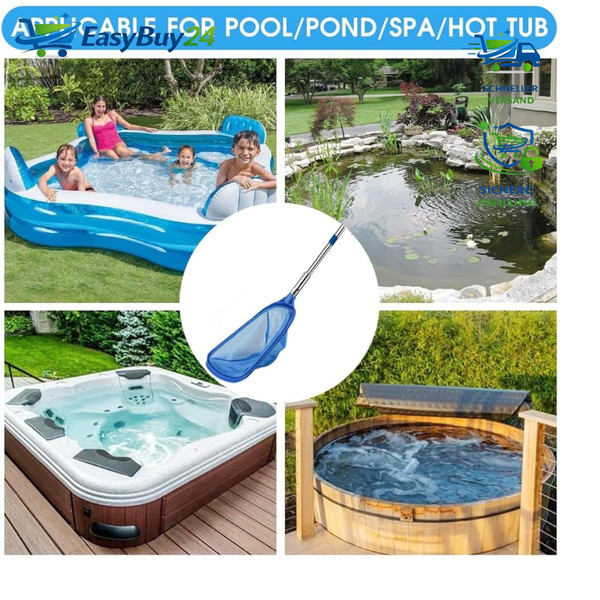 Pool Kescher Mit Teleskopstange Feinmaschig 220Cm Reinigungsset FüR Schwimmbad-image