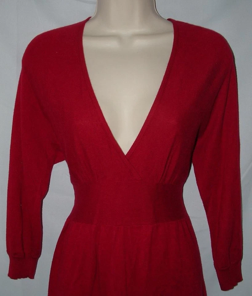 EXPRESS Red Sz Small Soft Stretchy Empire Waist Lightweight Sweater Mini Dress - Image 2 of 4