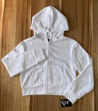 Art Class Girls White Zip-Up Hoodie Sweatshirt For Kids Size Medium