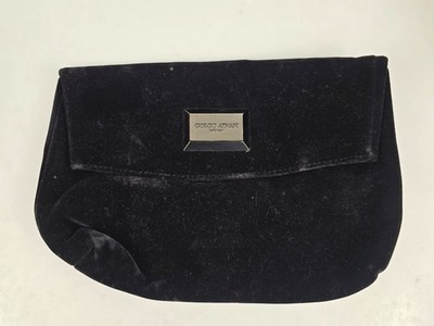 Giorgio Armani Parfums Black Velvet Clutch Bag Makeup Pouch Evening Purse Flap