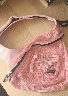 Vintage 90s/Y2K Jansport Backpack Crossbody Sling Pink Mesh