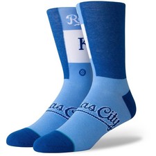 Stance Adult Blue Crew Cotton MLB Baseball Kansas City Pop Fly Socks Sz M 6-8.5