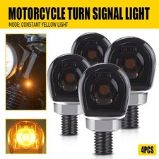 For Yamaha Motorcycle Kawasaki Suzuki Amber LED Light Turn 4PCS Black Signals