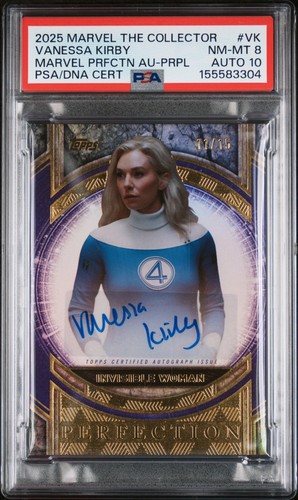 2025 TOPPS MARVEL AUTO PURPLE INVISIBLE WOMAN/VANESSA KIRBY 11/15 PSA 8 AUTO 10
