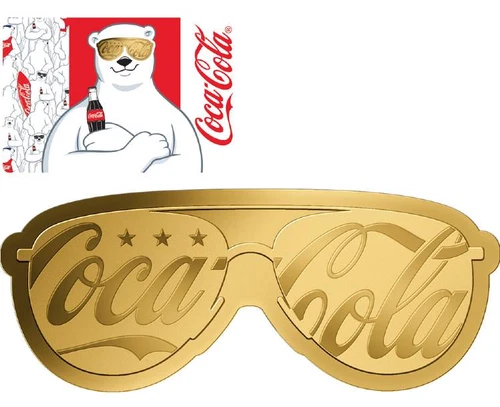 Occhiali da sole Coca Cola 1/1000 oz .999 oro in carta moneta 2023 - Foto 1 di 6