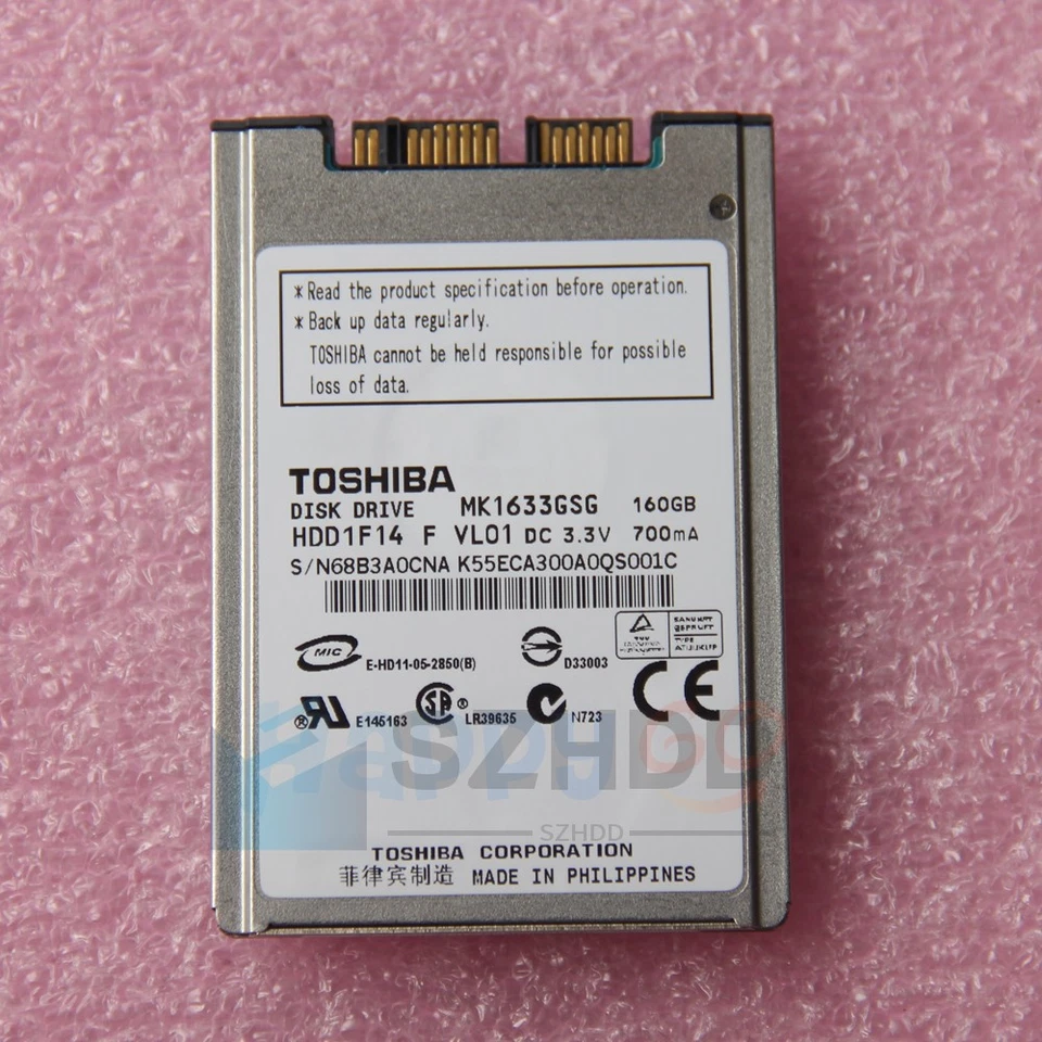 1.8" Toshiba MK1633GSG Micro SATA 160GB Hard Drive For HP Elitebook 2530P 2730P - Image 2 of 4