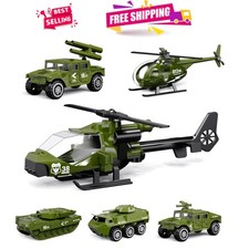Alloy Metal Army Vehicles Playset - Tank, Helicopter, Panzer For Boys 6-10