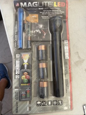 NEW OLD 2010 Maglite Large LED 3D & Mini LED 2 Flashlights  