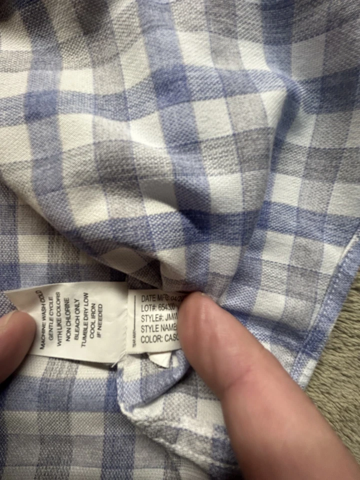 Johnnie-O Scull Performance 纽扣衬衫男式 XL 大溪地格子 L/S 学院风 — 第 4/4 张图片