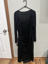 Cider Black Long Sleeve Maxi Dress Zebra Velvet Print Size M EUC
