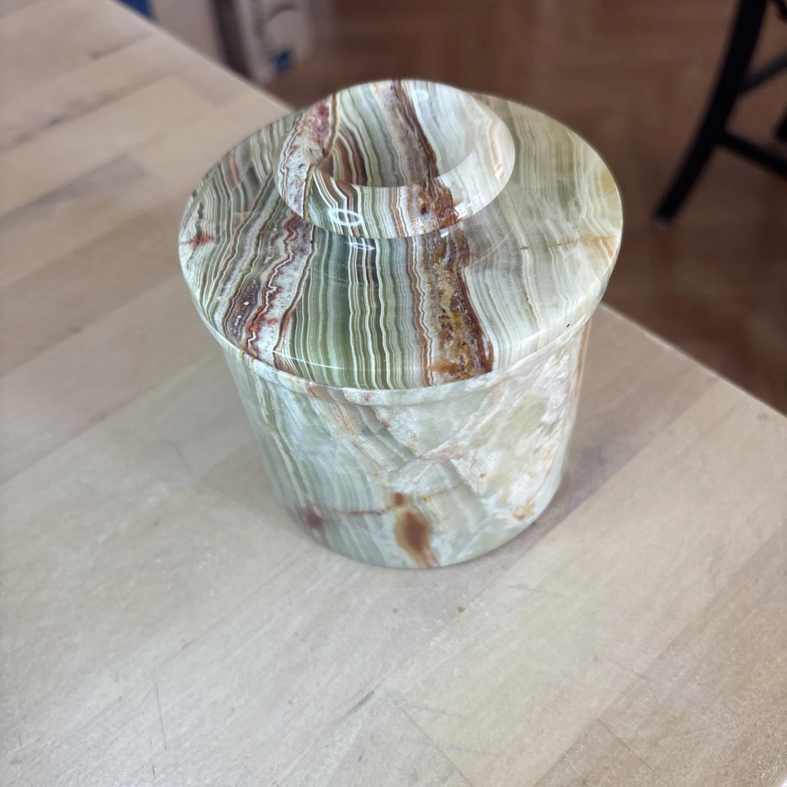 Green Onyx Butter Keeper with Lid | French Butter Crock for Countertop